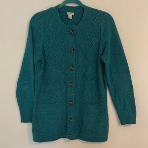 L.L. Bean Women's Teal Cardigan Sweater